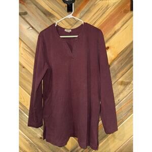Duluth Trading Co Size XL V neck tunic sweatshirt Purple Pockets